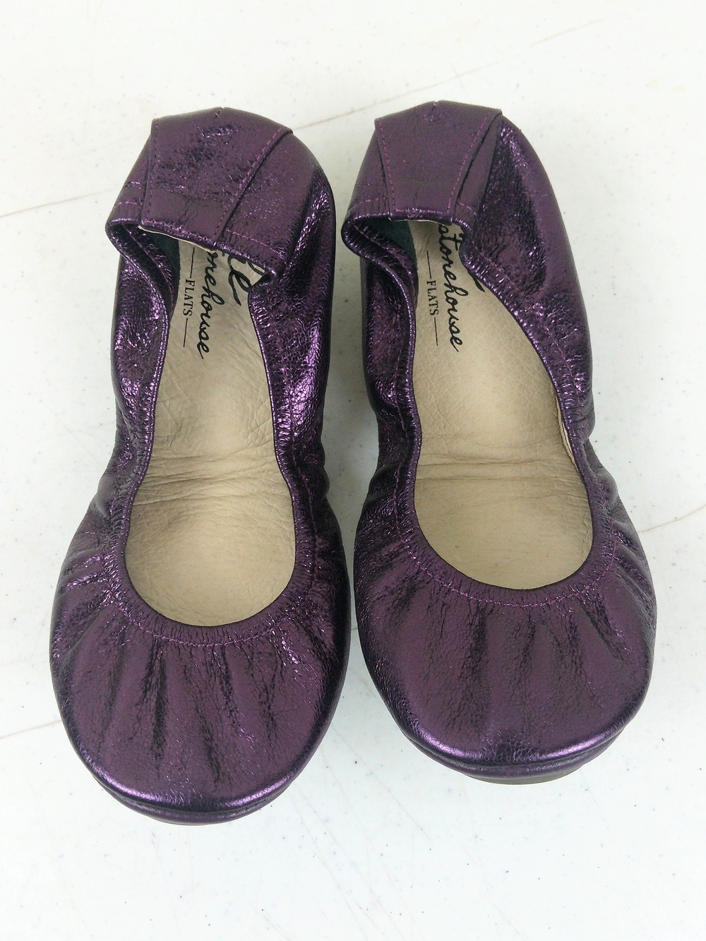 The Storehouse Flats Leather Ballet Slip On Women Size 6 Purple Foldable Comfort